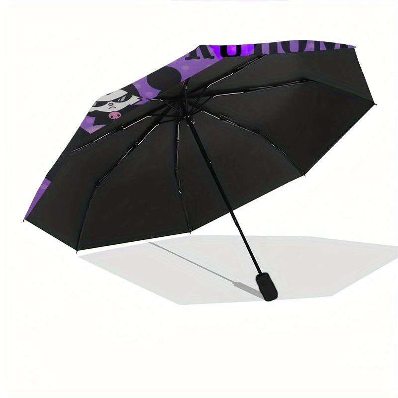 Kuromi,Nightly Automatic Folding Umbrella-Simple 8-Rib Design, Bright Cartoon Pattern, Durable Iron Frame, Suitable For Travel, Outdoor, Bea