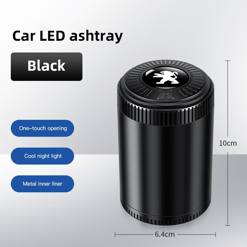 Car Interior Accessories Ashtray LED Light Portable Smoke Ashes Holder For Peugeot 208 3008 308 207 107 508 607 106 406 408 5008