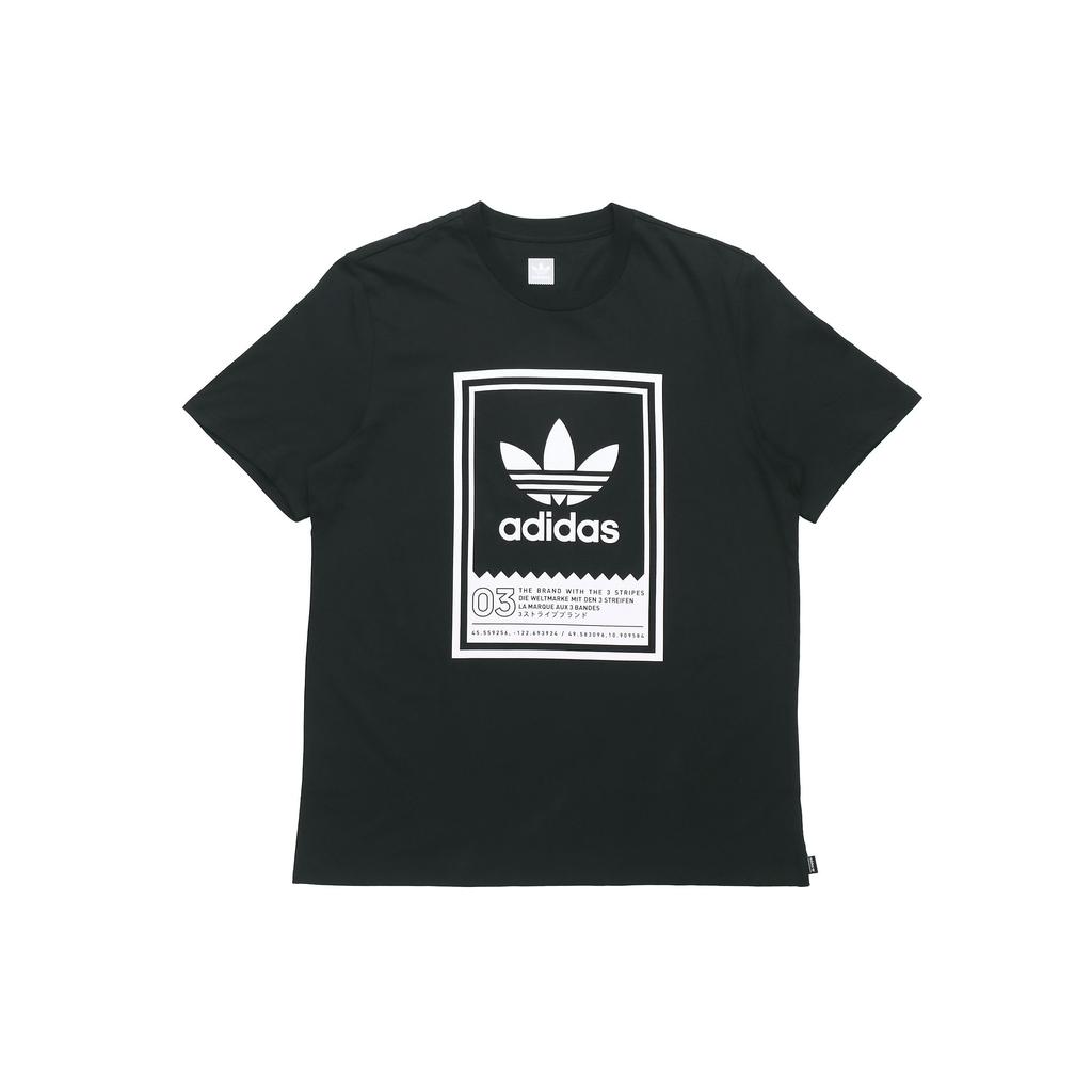 Adidas Originals Large Logo Print Casual Sports Short Sleeve T-Shirt Men Tops Black DU8342