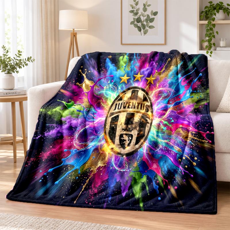 Juventus FC Printed Flannel Blanket Warm Comfort Bed Throw For Indoor Home Decoration