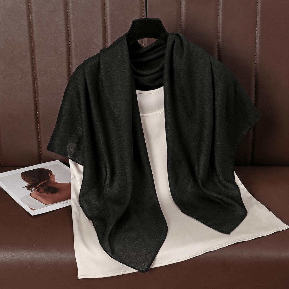 90x90cm Square Scarves Soft Female's Hijabs Fashion Cotton Linen Headscarf Bag Accessories