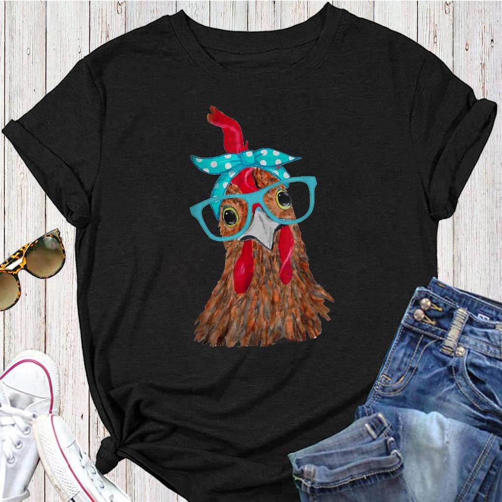 Chicken with bandana headband and glasses cute T-Shirt- Funny Chicken Shirt, Farmer Shirt, Farmer Shirt, Farm Tee