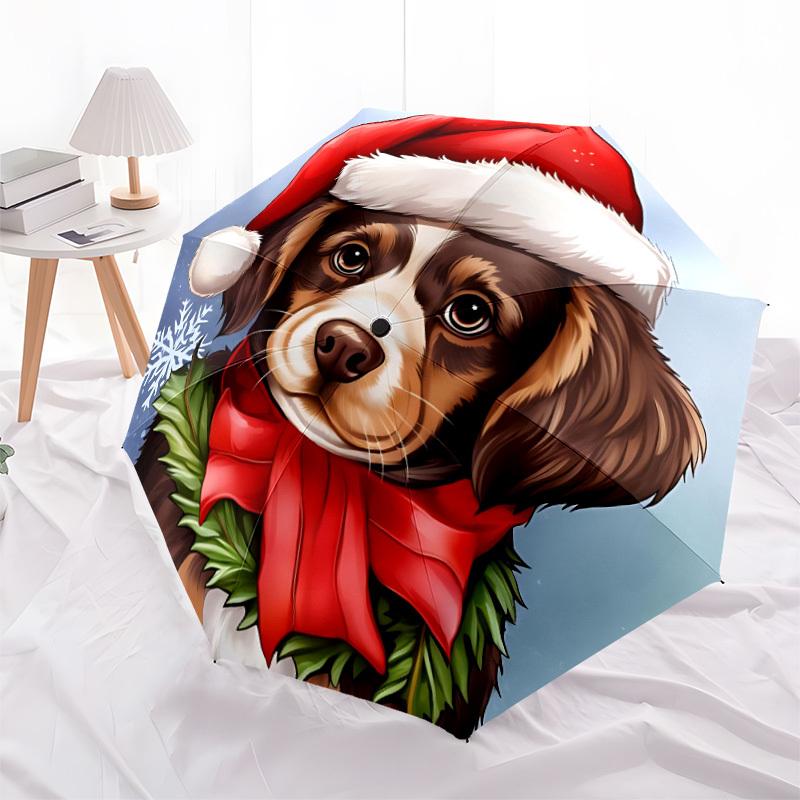 1pc Christmas Dog Automatic Folding Umbrella - Portable Collapsible 8-Rib Umbrella for All Seasons yy251119161