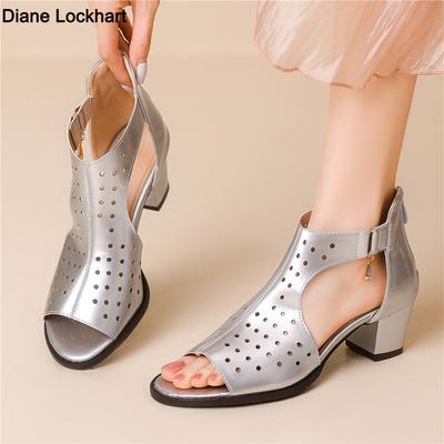 Мода Летние Женские Массивные Туфли на Высоком Каблуке Золотые Серебряные Ажурные Сандалии Рим Гладиатор Рыбий Носок Элегантные Женские Туфли