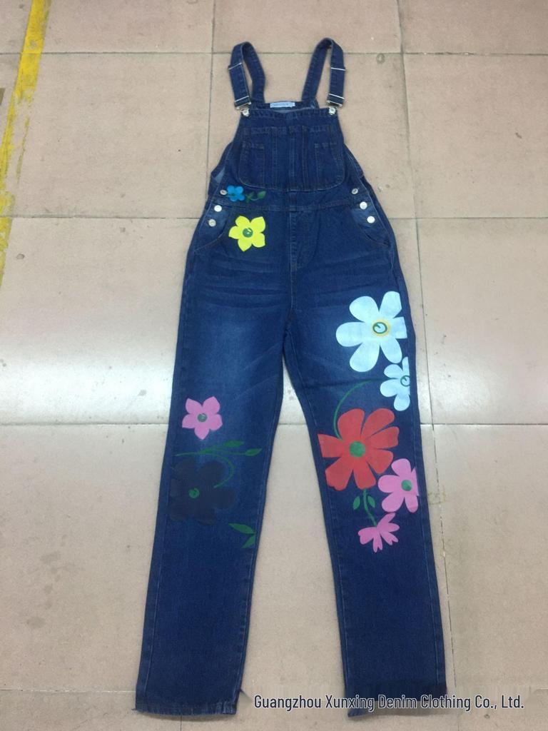 Women's Summer Denim Overalls – Classic, High-Quality, Loose Straight-Leg with Print