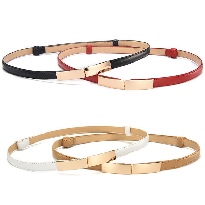 Women Ladies Fashion Casual All-match Square Buckle Belt Multi Color Slim Faux Leather Waistband Belt