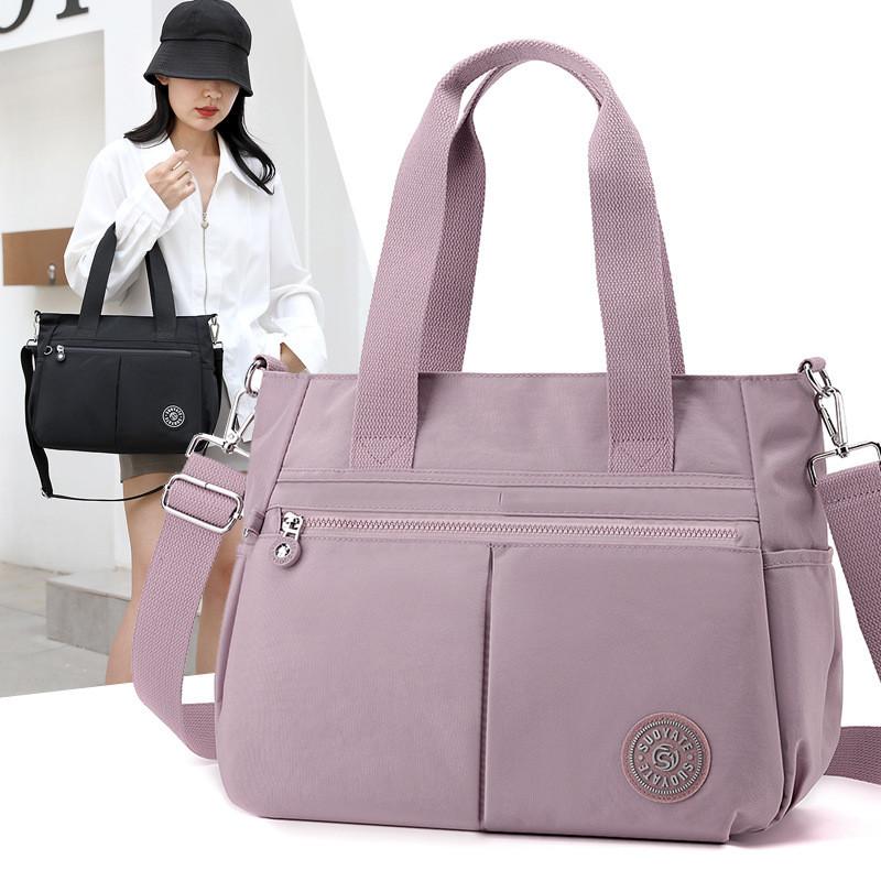 Womens Medium Nylon Tote Bag With Inner Zipper And Phone Pocket For Daily Use And Shopping