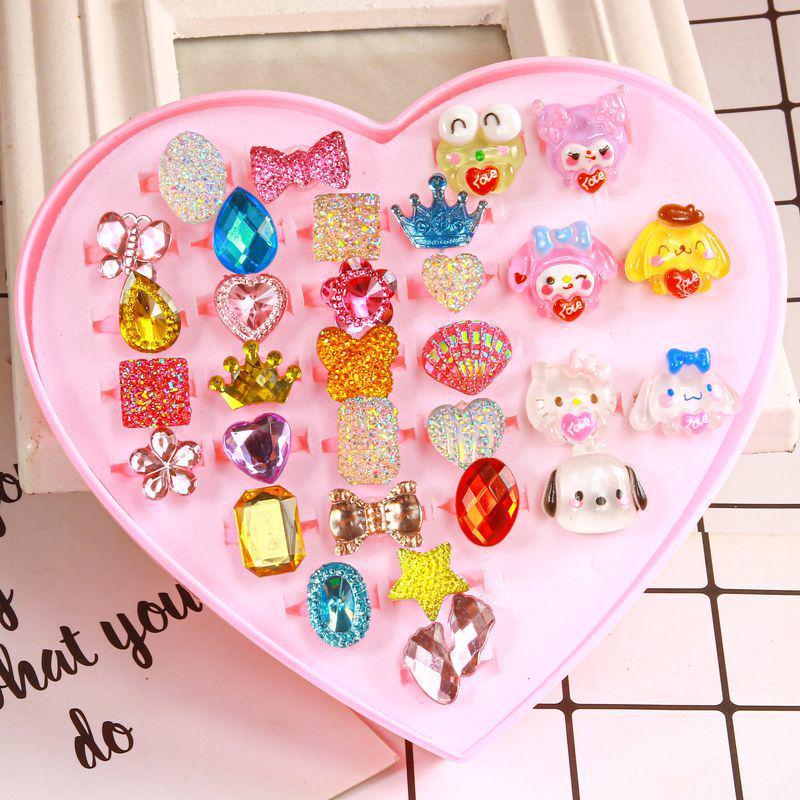 Кольца с кристаллами в виде принцессы из мультфильма для девочек-малышей - детский ювелирный подарок