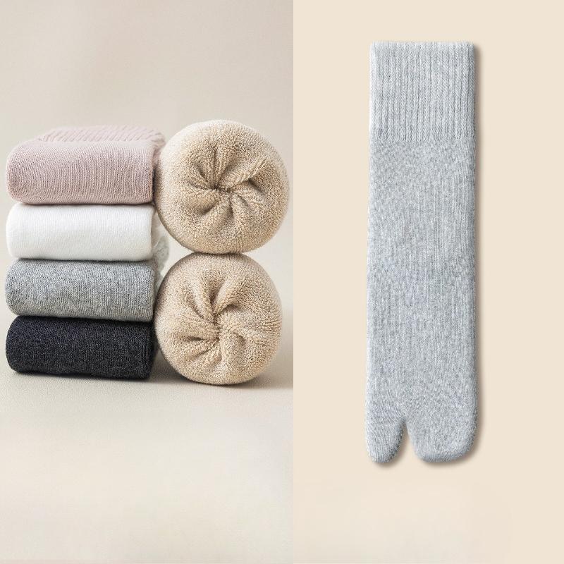 Two-toed Sock Children's Winter and Autumn Padded and Thickened Warm Extra-thick Thumb-separated Toe Socks Winter Long Socks