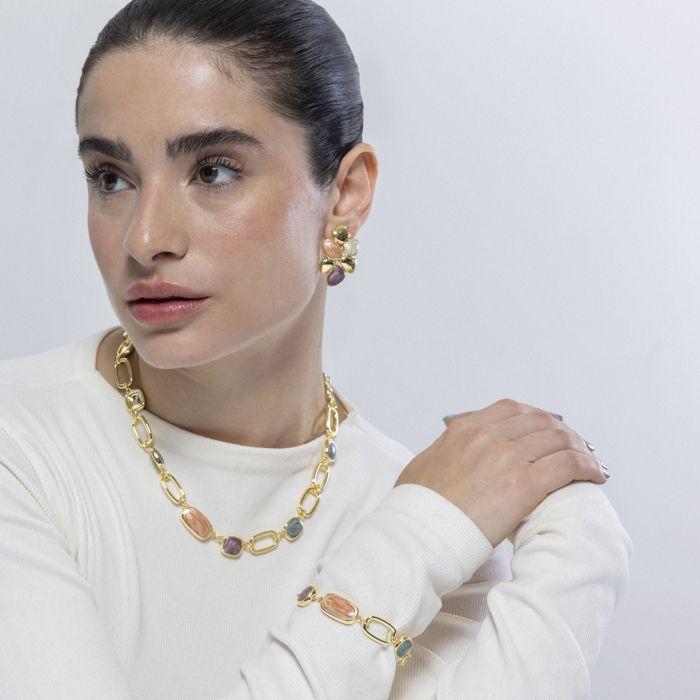 Collier Luxenter en résine multicolore finie en or jaune 18K - Orzur