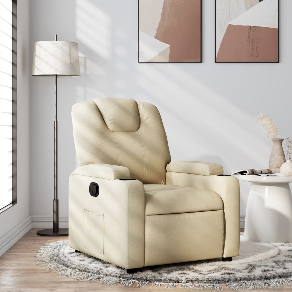 Cream Fabric Recliner Chair