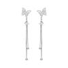 Butterfly tassel earrings, high-end zircon stud earrings, fashion temperament, no ear holes, mosquito coil disc, ear clips, painless light luxury