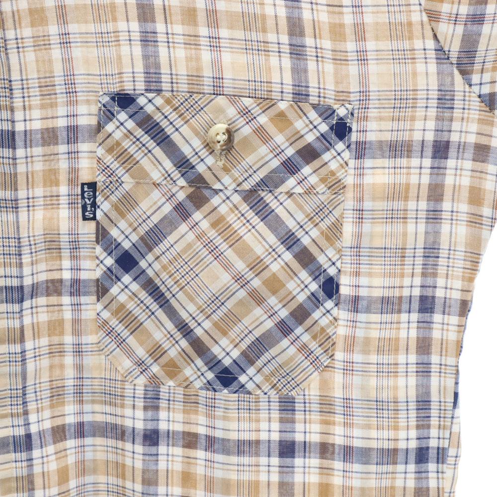 Levi's Винтажная рубашка 70-х годов в клетку, с длинным рукавом, M, бежевая и другие, мужская, б/у
