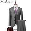 Men's Clothing Business Grid Leisure West Clothing Suit Slim Marriage Groom Suit Men Suits & Blazers