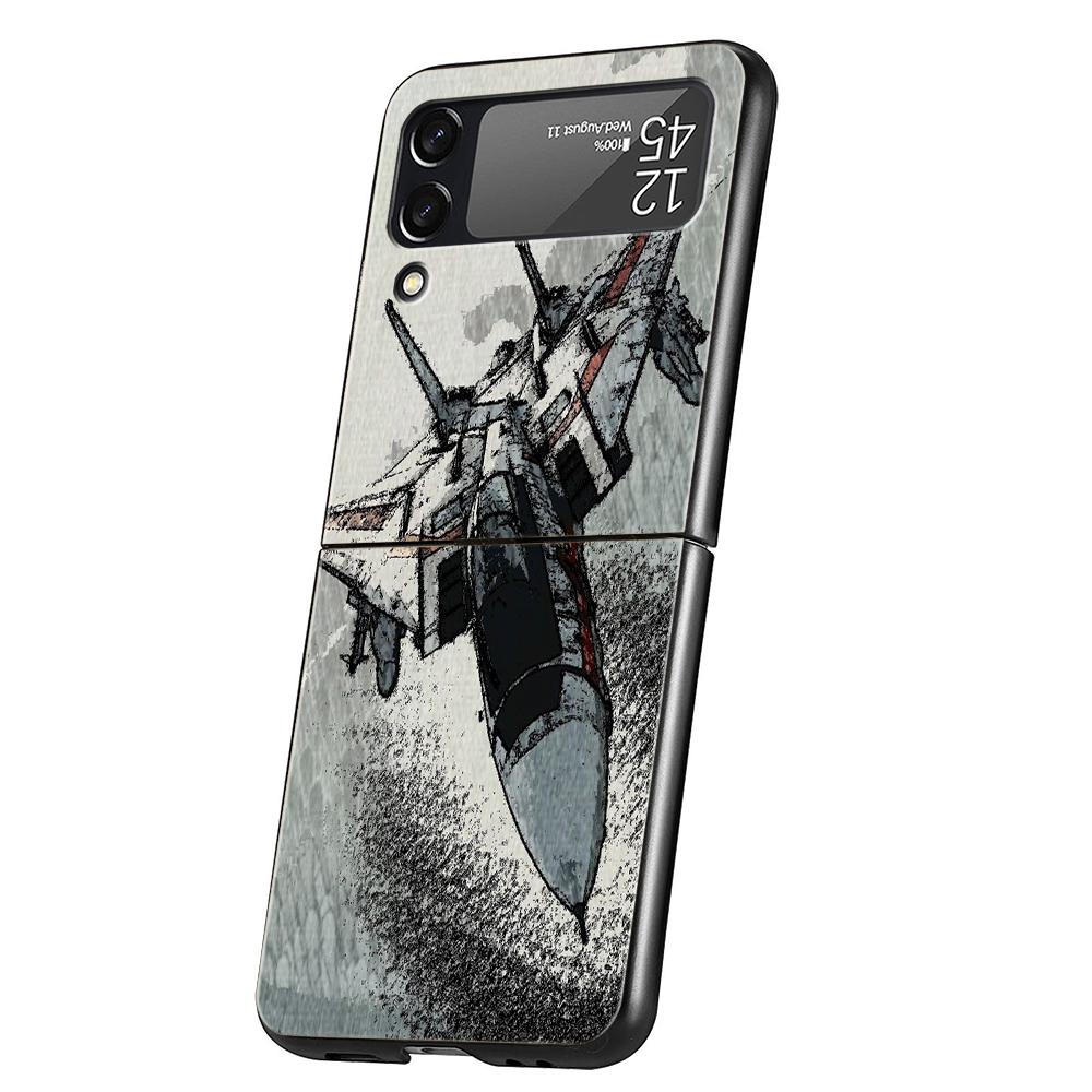 Fighter Plane Hard PC Phone Case For Samsung Galaxy Z Flip 7 6 5 4 Black Cover For Galaxy Z Flip 3 Foldable Shockproof Capas Bag
