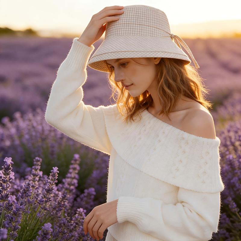 Women'S Wide Brim Bucket Hat Ray Shield - Plaid Print Fisherman Hat Suitable for Travel, Beach, Hiking - Wide Brim Outdoor Sun Caps