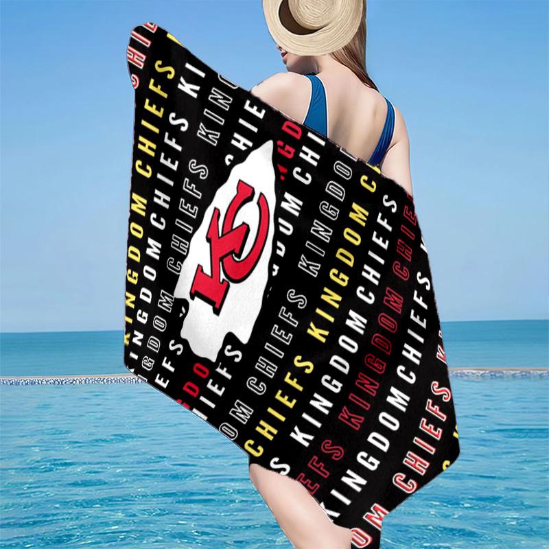 Kansas Chiefs Logo Microfiber Beach Towel, Lightweight And Quick-Dry, for Summer Travel, Beach Essential, Swimming Pool