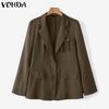 VONDA Women Oversized Long Sleeve Solid Color Bow Knot Casual Thin Tops Cardigan