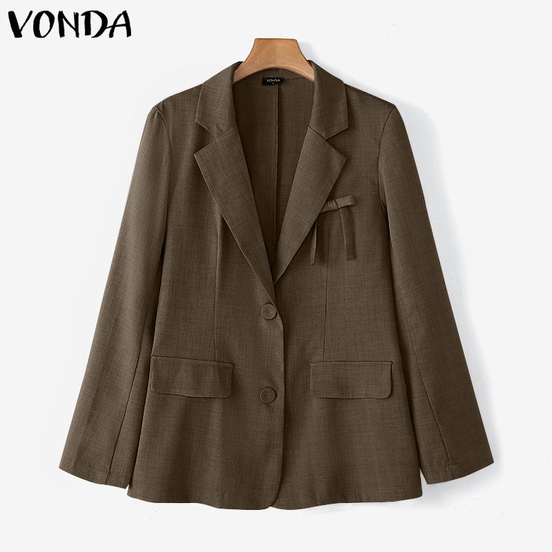 VONDA Women Oversized Long Sleeve Solid Color Bow Knot Casual Thin Tops Cardigan