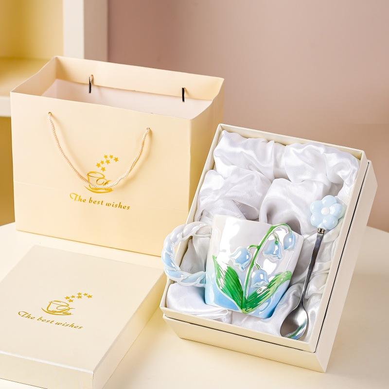 Расписанная вручную керамическая кружка для девочек, подарочная чашка высокого класса, чашка для воды с подарком для рук, подарок на день рождения.
