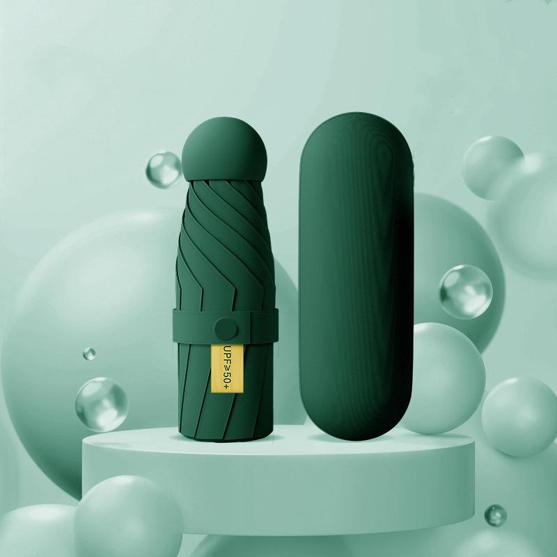 Black Plastic 50% Fold Ultra-Light Pocket Umbrella - Portable, Mini, for Sun/Rain