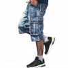 Мужские летние джинсовые шорты-карго Свободный крой Винтажные стираные шорты Мужская мода Много карманов Джинсовые шорты Большие размеры