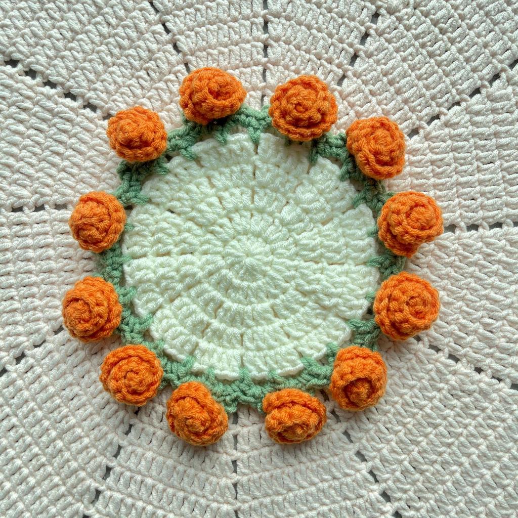 Готовый продукт новый милый стиль инс маленький цветочный подстаканник подставка под тарелку теплоизоляционная подставка ручная работа шерсть вязание крючком