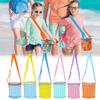 Mesh Beach Bag with Shoulder Strap Large Capacity Zipper Closure Multipurpose Seashell Holder Travel Sand Toy Storage Bucket