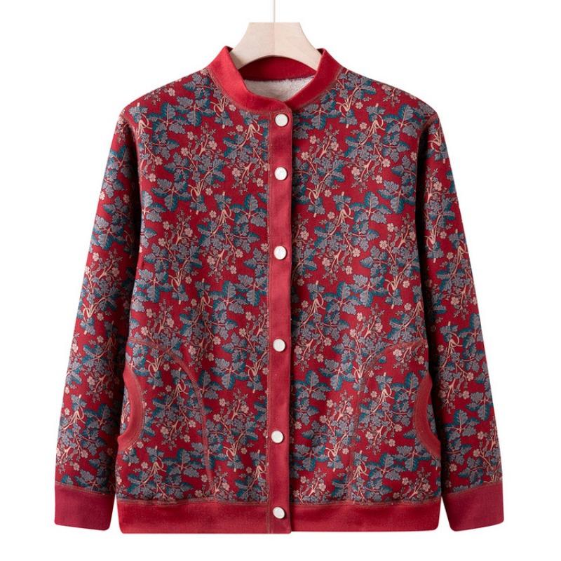 Мама осенняя вязаная куртка-свитер новая для среднего и пожилого возраста повседневный свитер кардиган женский бабушкин топ для пожилых