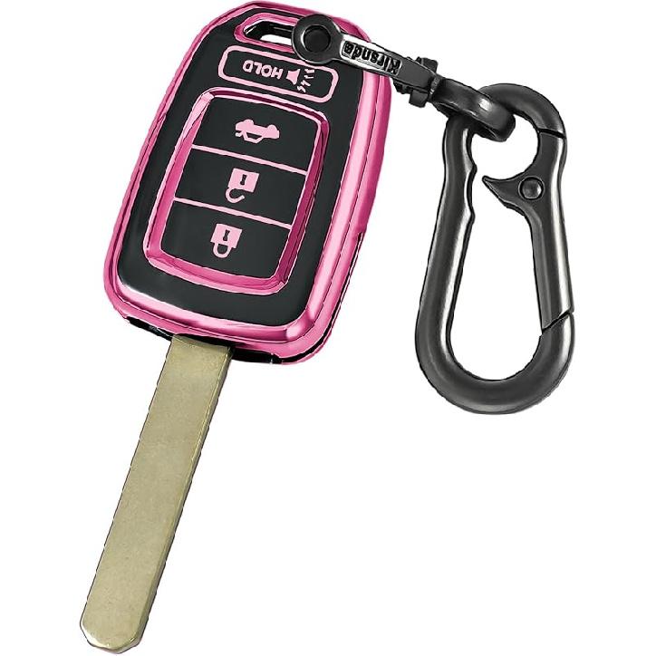 Key fob Cover case Compatible with Honda Accord Civic CR-V LX Remote Key Vehicle Accessories 4-Buttons Soft TPU Protection Key Shell/Skin(red)