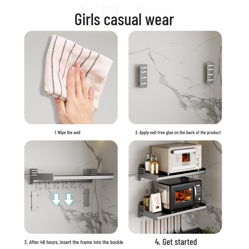 Настенная полка для микроволновой печи и рисоварки – Безударный, многофункциональный кронштейн для хранения