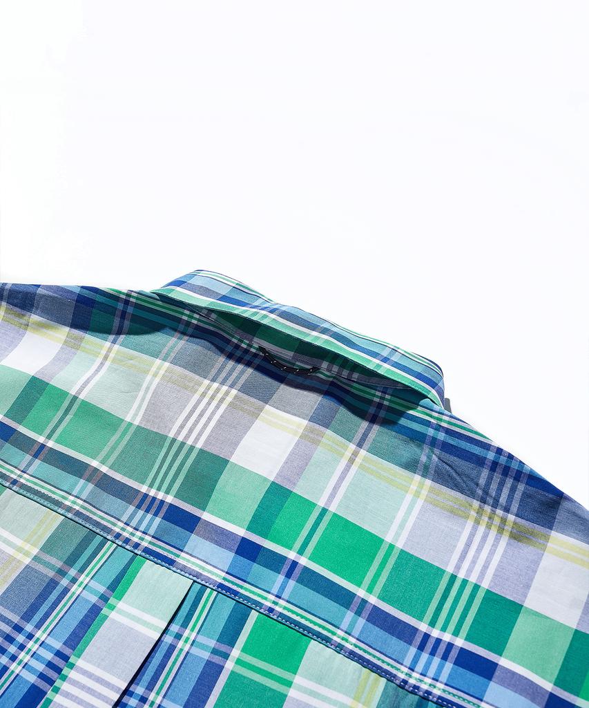 SOUNDSLIFE [Japan Fabric] Back Loop Short Sleeve Check Shirt Blue