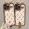 Polka Dot Bear Bow Lanyard Suitable for Apple 16 Lambskin Mobile Phone Case 15PRO Matte Silicone 14 Anti-fall X