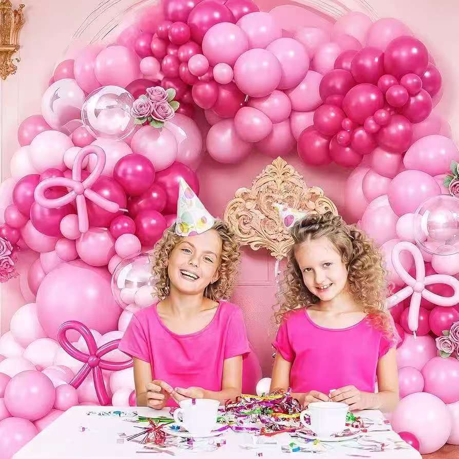 Розовый Белый Бант Гирлянда из Шаров Арка Набор Свадьба Невеста Помолвка Мальчишник Розовый Розово-красный