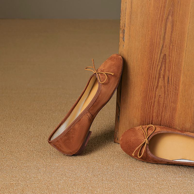 Krazing Pot Suede Butterfly-knot Round Toe Flats Осенние балетки Леопардовые туфли Мэри Джейн Летние туфли Женские осенние балетки больших размеров