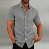 Men's Retro Solid Color Cotton Linen Shirts Casual Summer Loose Short Sleeve Lapel Shirt