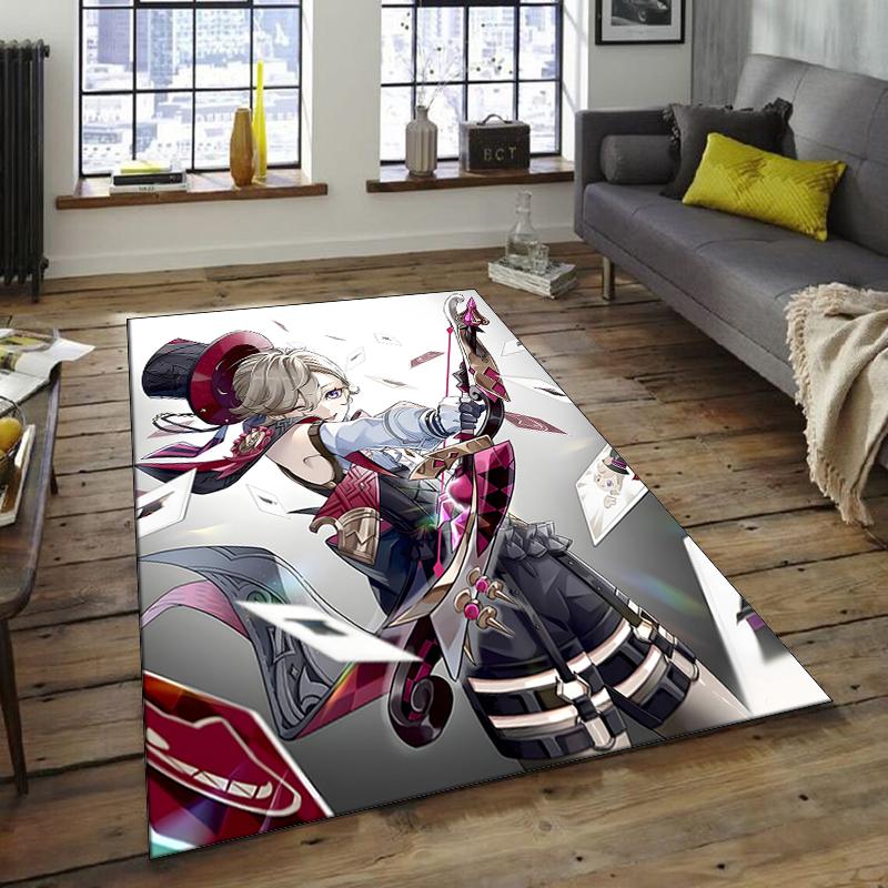 1pc Genshin Impact Lyney1 Design Area Rug - Non-Slip, Soft & Cozy Floor Mat for Living Room, Bedroom, Office - Indoor/Outdoor Decorative Carpet