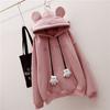 Autumn Winter Girls Hoodies Cute Bear Ears Printing Letter Long Sleeve Sweatshirt Children Fleece Thick Pullover Tops