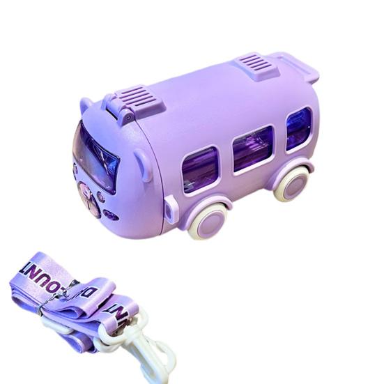 Бутылка для воды с изображением мультяшного автобуса и трубочкой 500 мл с герметичной крышкой, новинка для детей