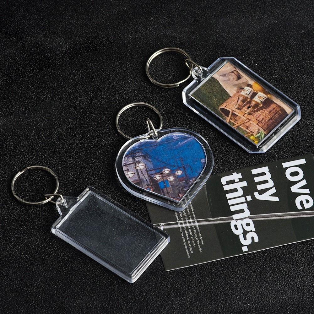 5Pcs Snap-In Custom Insert Photo Photo Frame Keychain Pendant Tassels Picture Keyring DIY