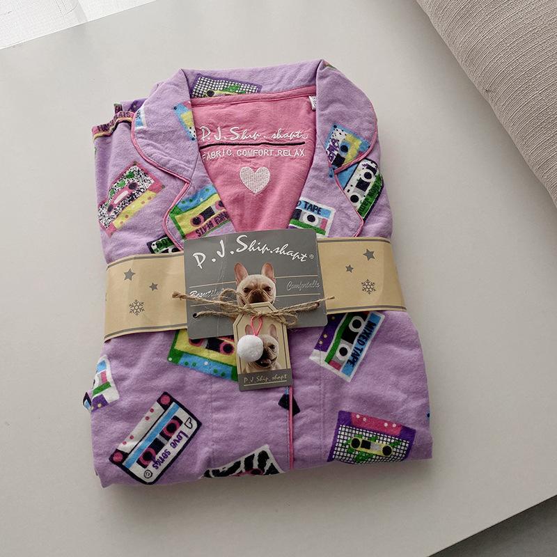 New Style Pajamas Set, Pure Cotton 2-piece Set, Women's Printed Cartoon Pajamas, Long-sleeved Trousers Set, Autumn Home Clothes, Home Clothes