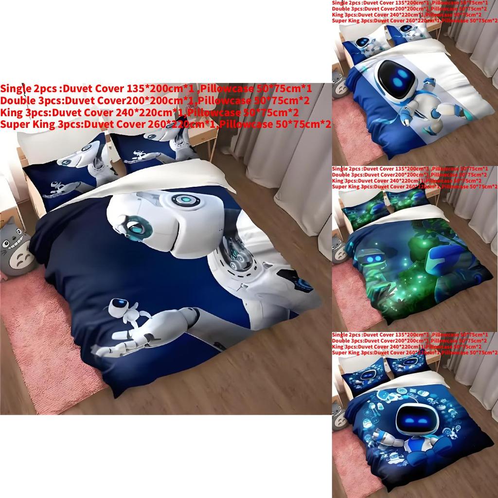Постельное белье Astro Bot из мягкой полиэфирной ткани в современном стиле для детской комнаты
