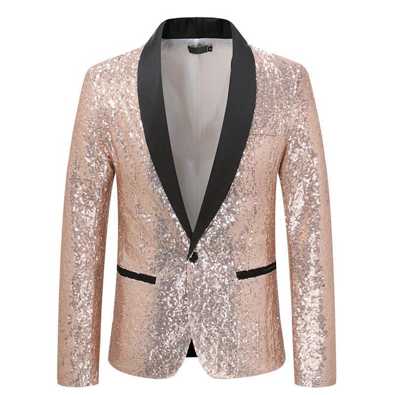 European and American Gold Sequin Suit for Performances - Men's Nightclub, Host, or Studio Jacket (European Size ZT-X35)