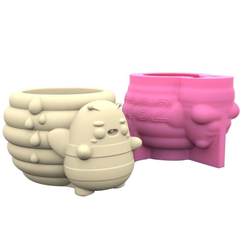 Silicone Mould for Flower Home Decorations Honeys Jar Shape Flower Resin Mold Reusable Pen Holder Epoxy Mold