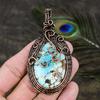 Tibetan Turquoise Gemstone Copper Wire Wrap Jewelry Pendant 3.39