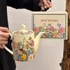 Премиальный керамический чайник большой емкости, новый чайный сервиз 2025 года, сувенирный подарок на новоселье для девочек.