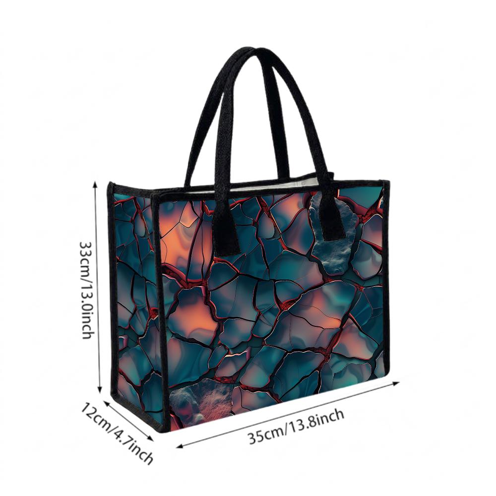 Stylish Cracked Pattern Tote Bag Casual Large Capacity Daily Commuter Handbag for Outdoor Shopping Travel Use
