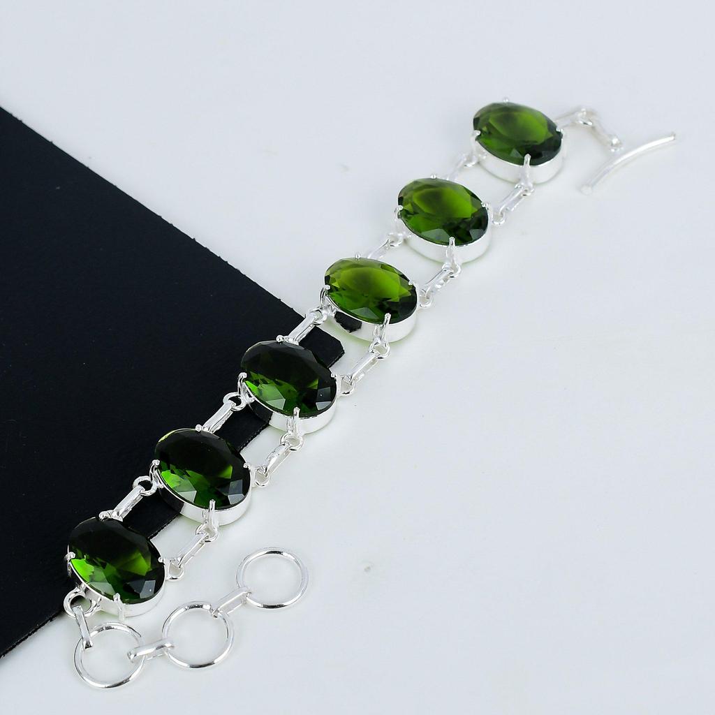 Удивительный браслет из драгоценного камня перидот ручной работы из серебра 925 пробы, браслет с перидотом для жены, браслет унисекс, подарок для мужчин