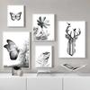 Black and White Flower Plant Picture Canvas Painting Wall Art Dandelion Butterfly Poster and Print for Modern Design Home Decor