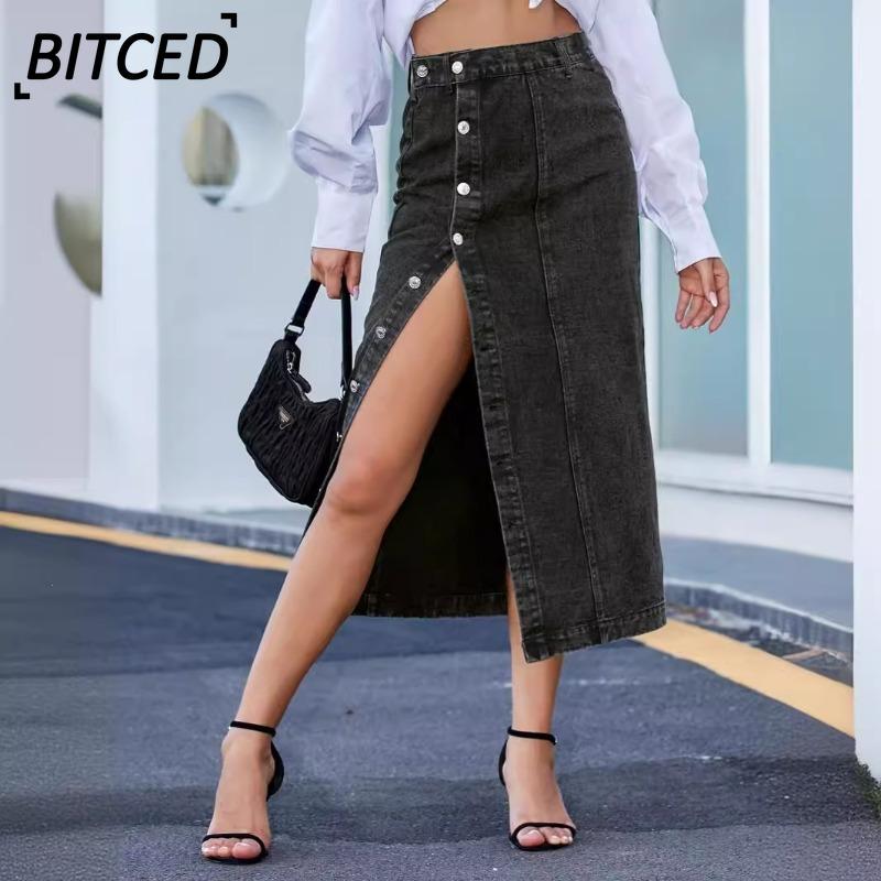 BITCED Женская модная повседневная юбка однотонная с принтом